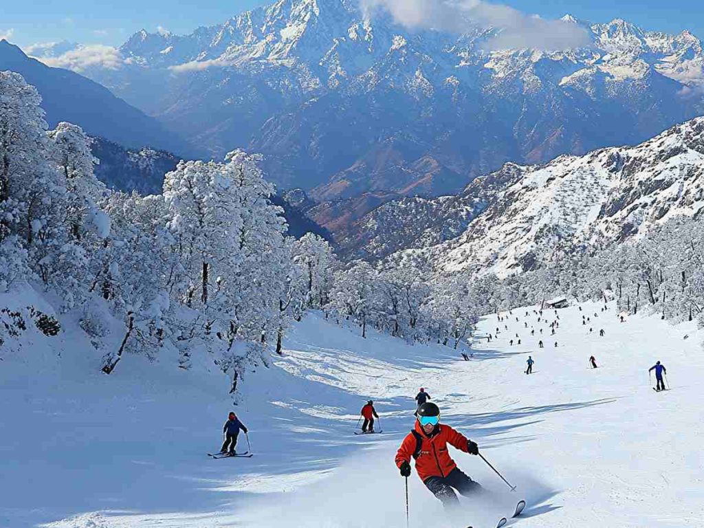 Auli known for its snow-covered slopes and a famous Himalayan peak of India